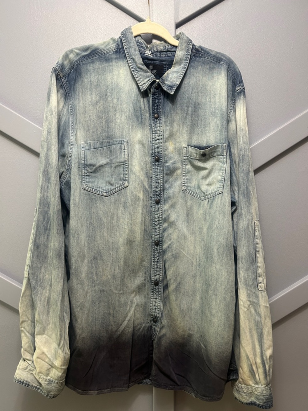 Buffalo David Bitton Faded Light Blue to Dark Ombre Denim Button-Down Shirt